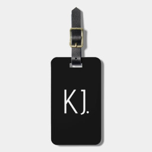 Étiquette À Bagage Monogramme noir et blanc Initiales Cadeau Favori N
