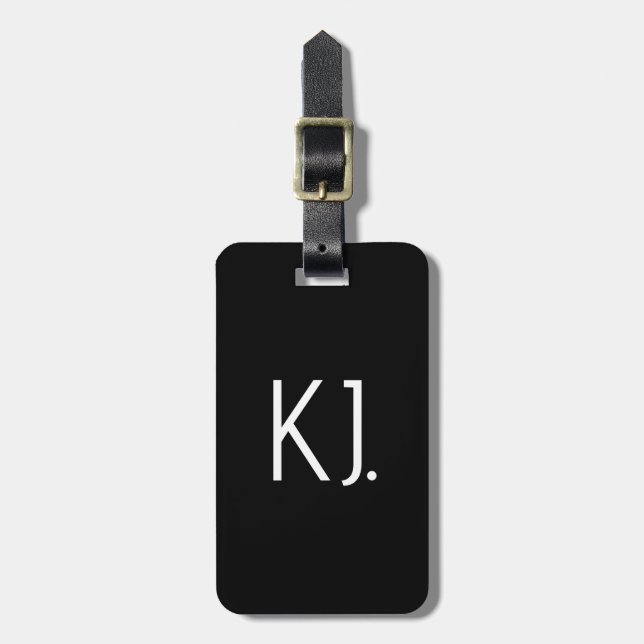 Étiquette À Bagage Monogramme noir et blanc Initiales Cadeau Favori N (Devant Vertical)