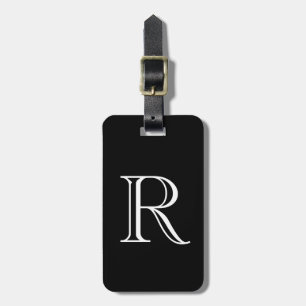Étiquette À Bagage Monogramme noir et blanc Initiales Cadeau personna