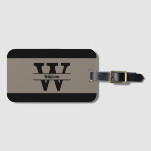 Étiquette À Bagage Monogramme Nom de famille Bande noire personnalisé