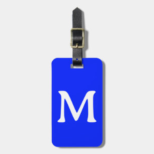 Étiquette À Bagage Monogramme Nom Personnalisé Couleur Néon Bleu Blan