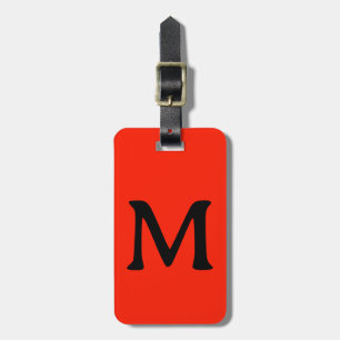Étiquette À Bagage Monogramme Nom personnalisé Couleur Néon Rouge Ora