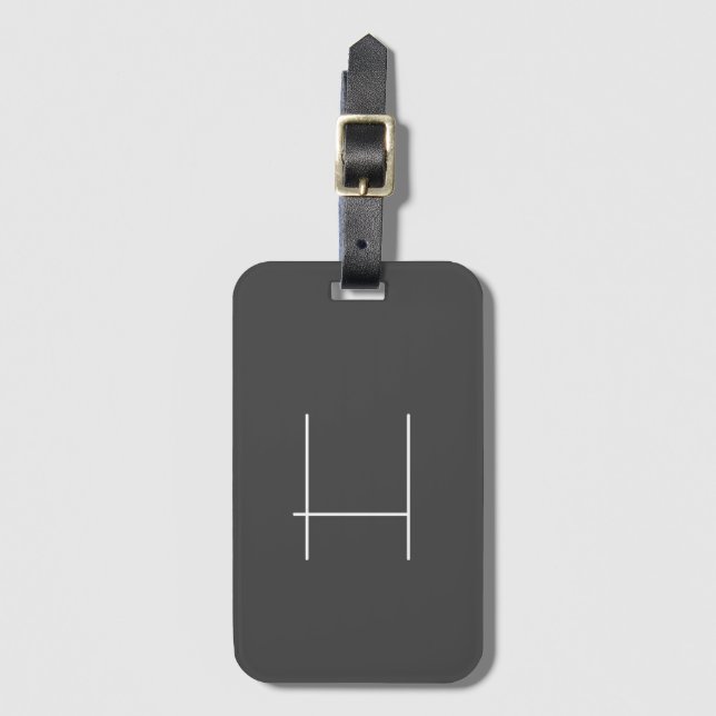 Étiquette À Bagage Monogramme Nom propre Initiale moderne minimaliste (Devant Vertical)