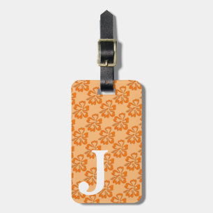 Étiquette À Bagage Monogramme Orange Hibiscus Fleur Floral Hawaii