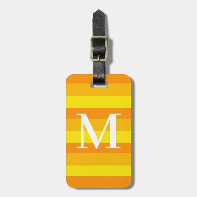 Étiquette À Bagage Monogramme Orange Tritone triés (Devant Vertical)