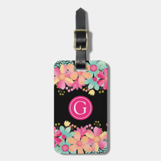 Étiquette À Bagage Monogramme Original Floral Painting Bagage ID