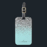 Étiquette À Bagage Monogramme Pailleté Fille Bleu Sarcelle Aqua Argen<br><div class="desc">Oreiller Monogramme et Initiale Bleu Sarcelle Aqua Argent Pailleté. L'étiquette de bagage est le cadeau idéal pour un anniversaire sweet 16,  un mariage,  une douche de mariée,  une baby shower ou une soirée d'enterrement de vie de jeune fille pour quelqu'un qui décore sa chambre avec style.</div>