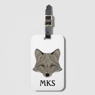 Étiquette À Bagage Monogramme personnalisable face Fox métallique
