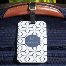 monogramme personnalisé bleu géométrique