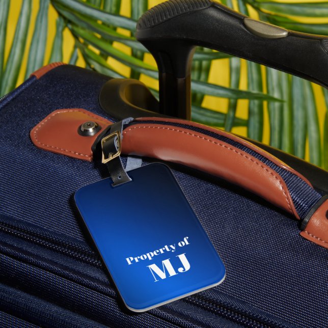 Étiquette À Bagage Monogramme personnalisé bleu gras (Insitu Rectoal 1)