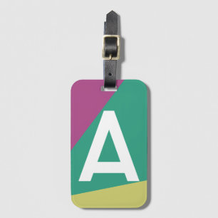 Étiquette À Bagage Monogramme personnalisé bloc de couleur rétro