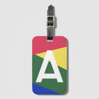 Étiquette À Bagage Monogramme personnalisé bloc de couleur rétro