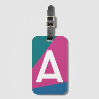 Étiquette À Bagage Monogramme personnalisé bloc de couleur rétro