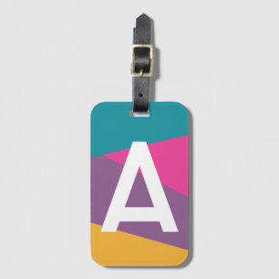 Étiquette À Bagage Monogramme personnalisé bloc de couleur rétro