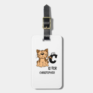 Étiquette À Bagage monogramme personnalisé C est pour chats chaton ch