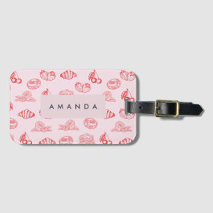 Étiquette À Bagage Monogramme personnalisé Charmante Fille Cerise Fra