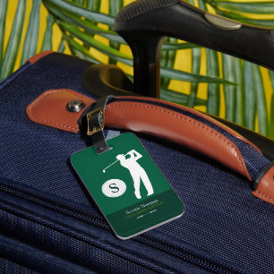 Étiquette À Bagage Monogramme personnalisé de golfeurs verts
