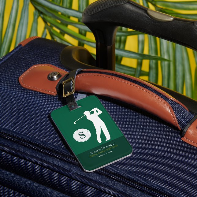 Étiquette À Bagage Monogramme personnalisé de golfeurs verts (Insitu Rectoal 1)