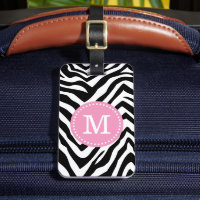 Monogramme personnalisé d'impression rose et zèbre