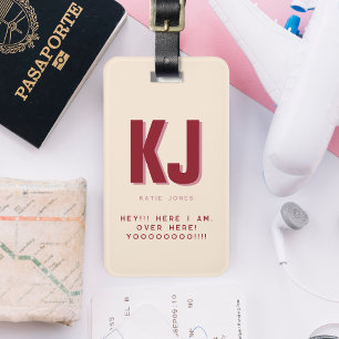 Étiquette À Bagage Monogramme Personnalisé Drôle en Gras