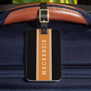Étiquette À Bagage Monogramme personnalisé en bande de rugby orange e