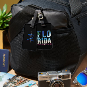 Étiquette À Bagage Monogramme personnalisé Floride, Miami Beach