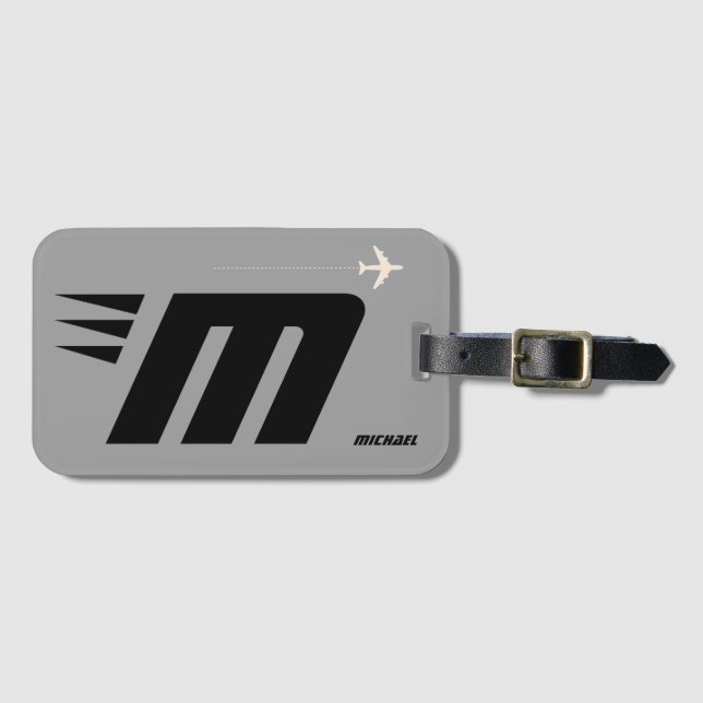 Étiquette À Bagage monogramme personnalisé initial et personnalisé (Devant Horizontal)