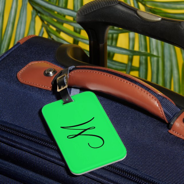 Étiquette À Bagage Monogramme personnalisé Jaune fluorescent (Insitu Rectoal 1)