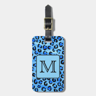 Étiquette À Bagage Monogramme personnalisé, modèle bleu d'empreinte