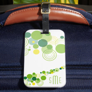 Étiquette À Bagage Monogramme Personnalisé moderne Motif Cercle vert