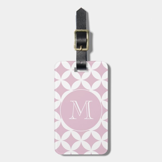 Étiquette À Bagage Monogramme personnalisé Motif géométrique rose bla (Devant Vertical)