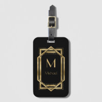 Monogramme personnalisé noir et or | Géométrique