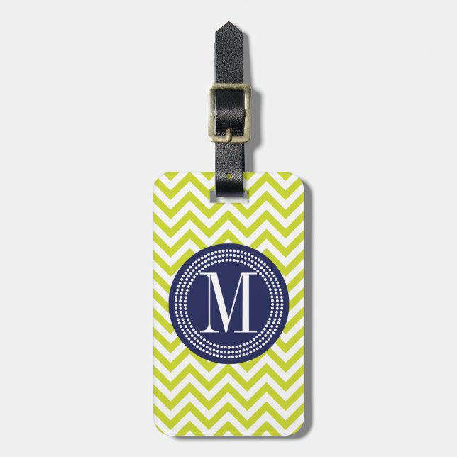 Étiquette À Bagage Monogramme personnalisé par zigzag de Chevron de (Devant Vertical)