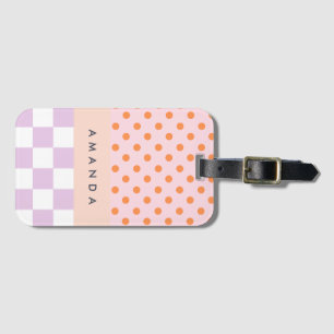 Étiquette À Bagage Monogramme personnalisé Pastel Polka Dot Lilac chè