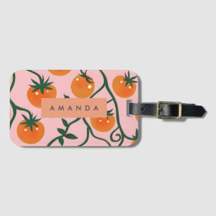 Étiquette À Bagage Monogramme Personnalisé Retro Tomato Vine Motif