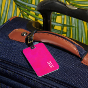 Étiquette À Bagage Monogramme personnalisé rose moderne Abstrait