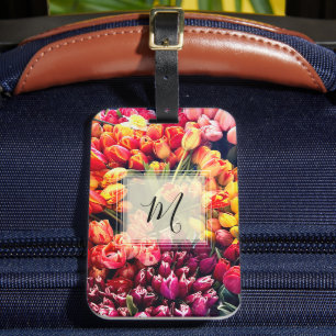 Étiquette À Bagage Monogramme personnalisé sur les tulipes