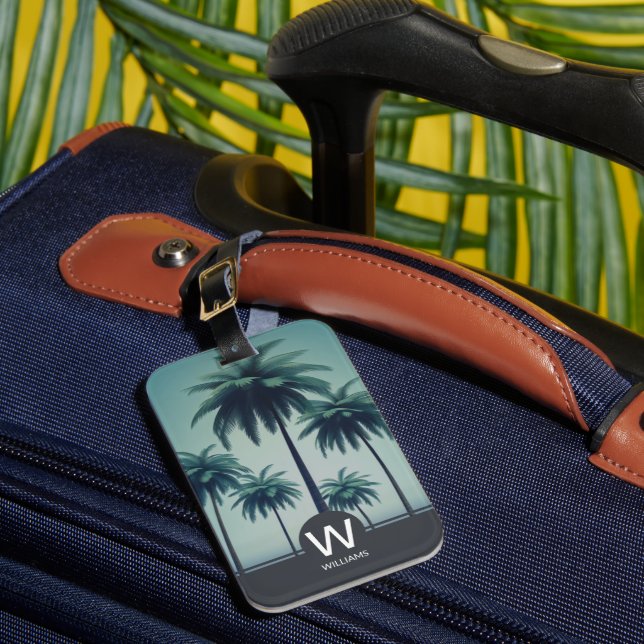 Étiquette À Bagage Monogramme personnalisé tropical (Insitu Rectoal 1)