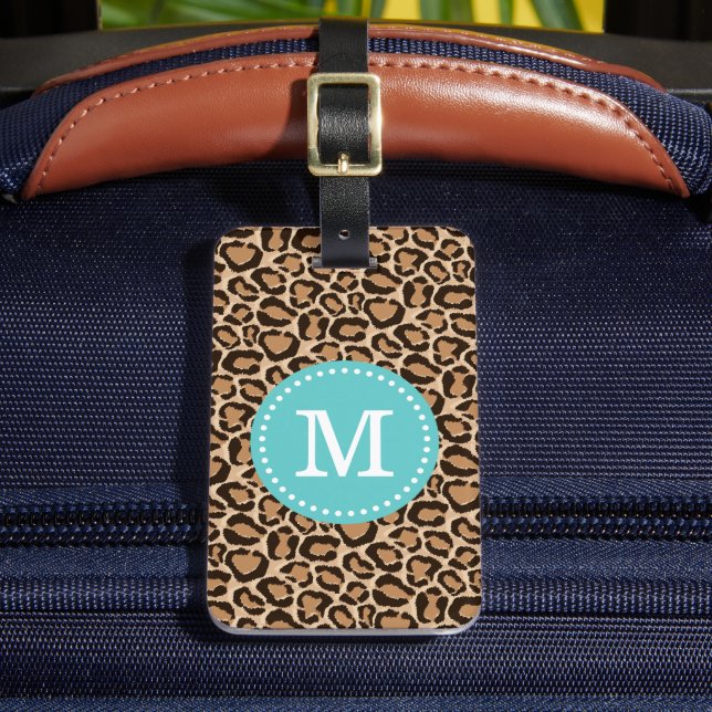 Étiquette À Bagage Monogramme personnalisé Turquoise et Empreinte de  (Insitu Rectoal 2)