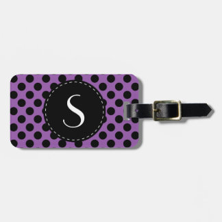 Étiquette À Bagage Monogramme pourpre de point de polka personnalisé