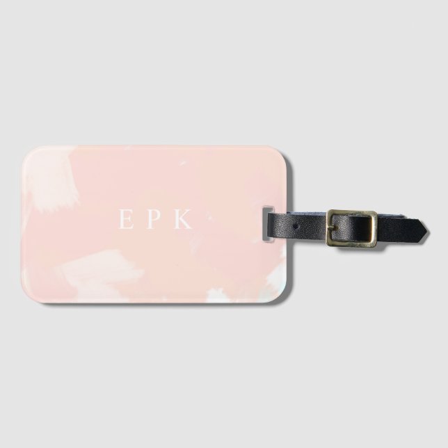 Étiquette À Bagage Monogramme Printanier Pastel (Devant Horizontal)