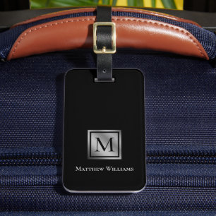 Étiquette À Bagage Monogramme Professionnel Personnalisé Noir Et Arge
