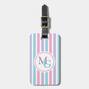 Étiquette À Bagage Monogramme rayé de bonbons