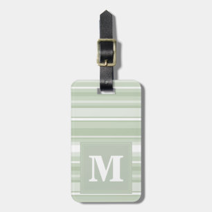 Étiquette À Bagage Monogramme rayures vert pâle