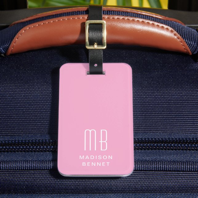 Étiquette À Bagage Monogramme Rose Élégant (Insitu Rectoal 2)