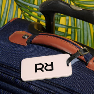 Étiquette À Bagage Monogramme rose élégant Voyageur Monde de luxe