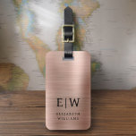 Étiquette À Bagage Monogramme Rose Or rose brossé métal élégant<br><div class="desc">Tag : Améliorez votre expérience de voyage avec cet accessoire sophistiqué. Fabriqué à partir de matériaux métalliques brossés, ce porte bagage dégage élégance et style. Le design monogramme apporte une touche personnalisée, facilitant l'identification de vos bagages tout en ajoutant une touche de sophistication à vos effets personnels. La construction robuste...</div>