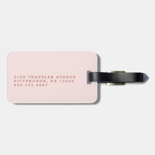 Étiquette À Bagage Monogramme rose pâle