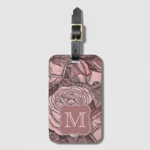 Étiquette À Bagage Monogramme rose pâle Rose