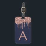 Étiquette À Bagage Monogramme rose Parties scintillant bleue de la Ma<br><div class="desc">Rose Gold - Blush Pink et Navy Blue Parties scintillant et étincelle Monogramme Nom et étiquette de bagages initiale. Ce sac est parfait pour Mariage ou Fête des mariées Favor,  Lune de miel,  Retour à l'école,  Salon de beauté ou Voyageurs.</div>